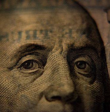a close up of a one dollar bill